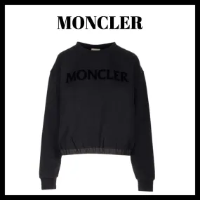 MONCLER  |Crew Neck Street Style Long Sleeves Plain Cotton Logo