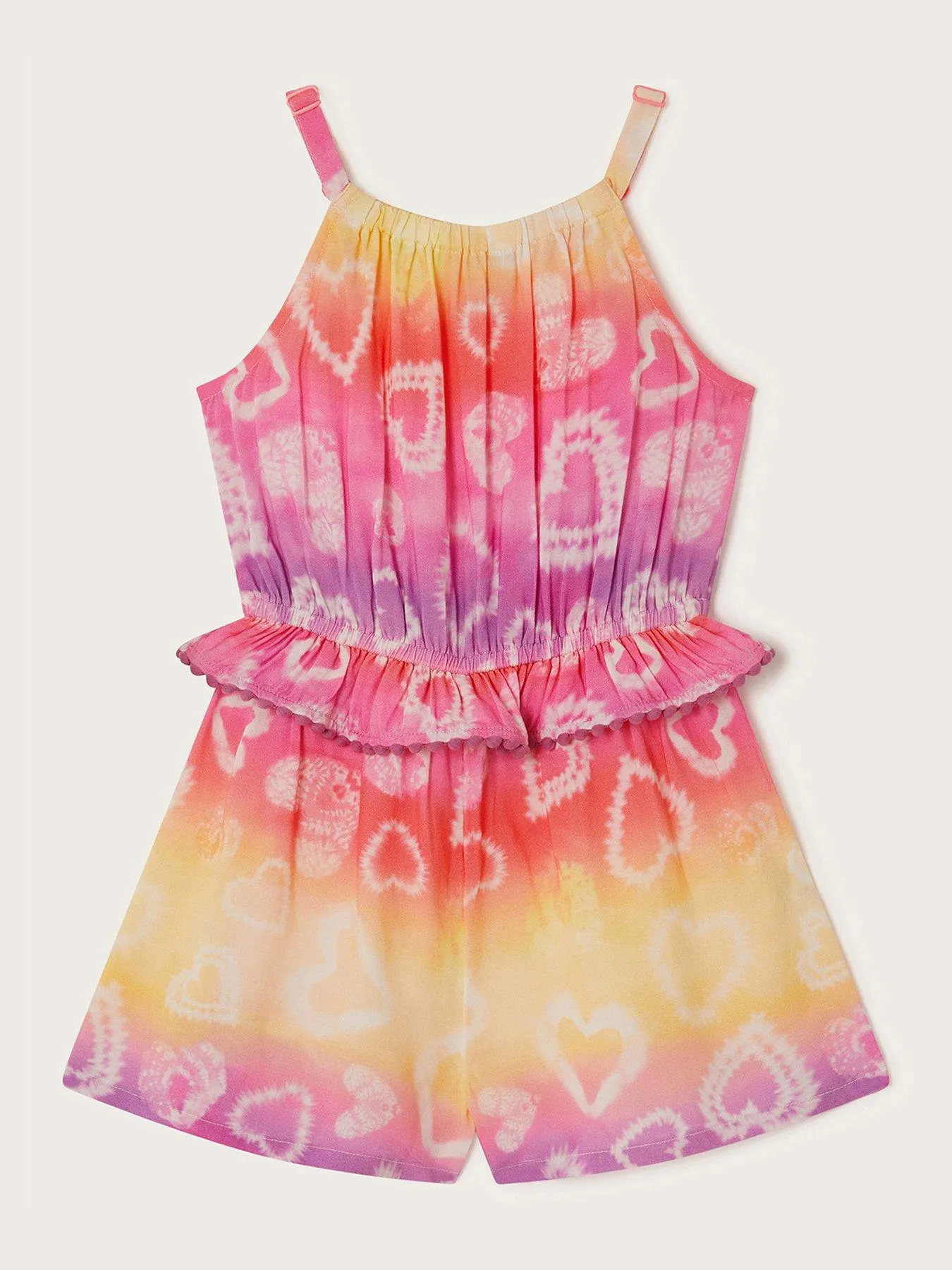 Monsoon Girls Tie Dye Heart Playsuit - Lilac