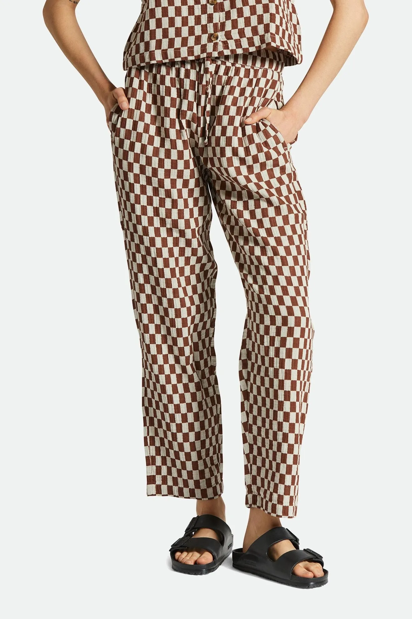 Mykonos Small Check Pant - Sepia