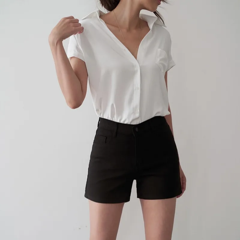 NANASALON  |Casual Style Plain Short Sleeves Office Style