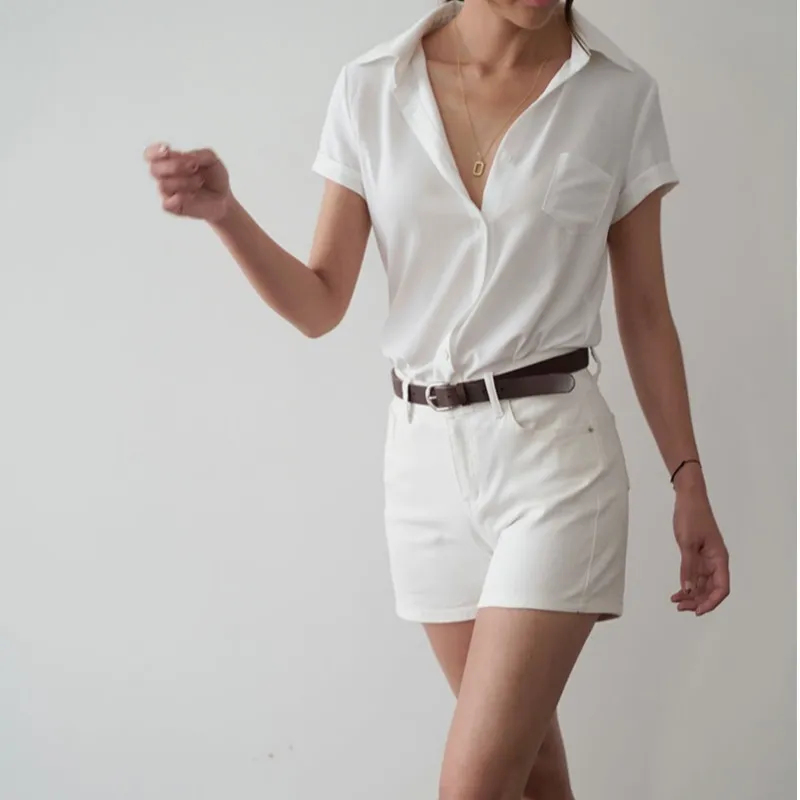 NANASALON  |Casual Style Plain Short Sleeves Office Style