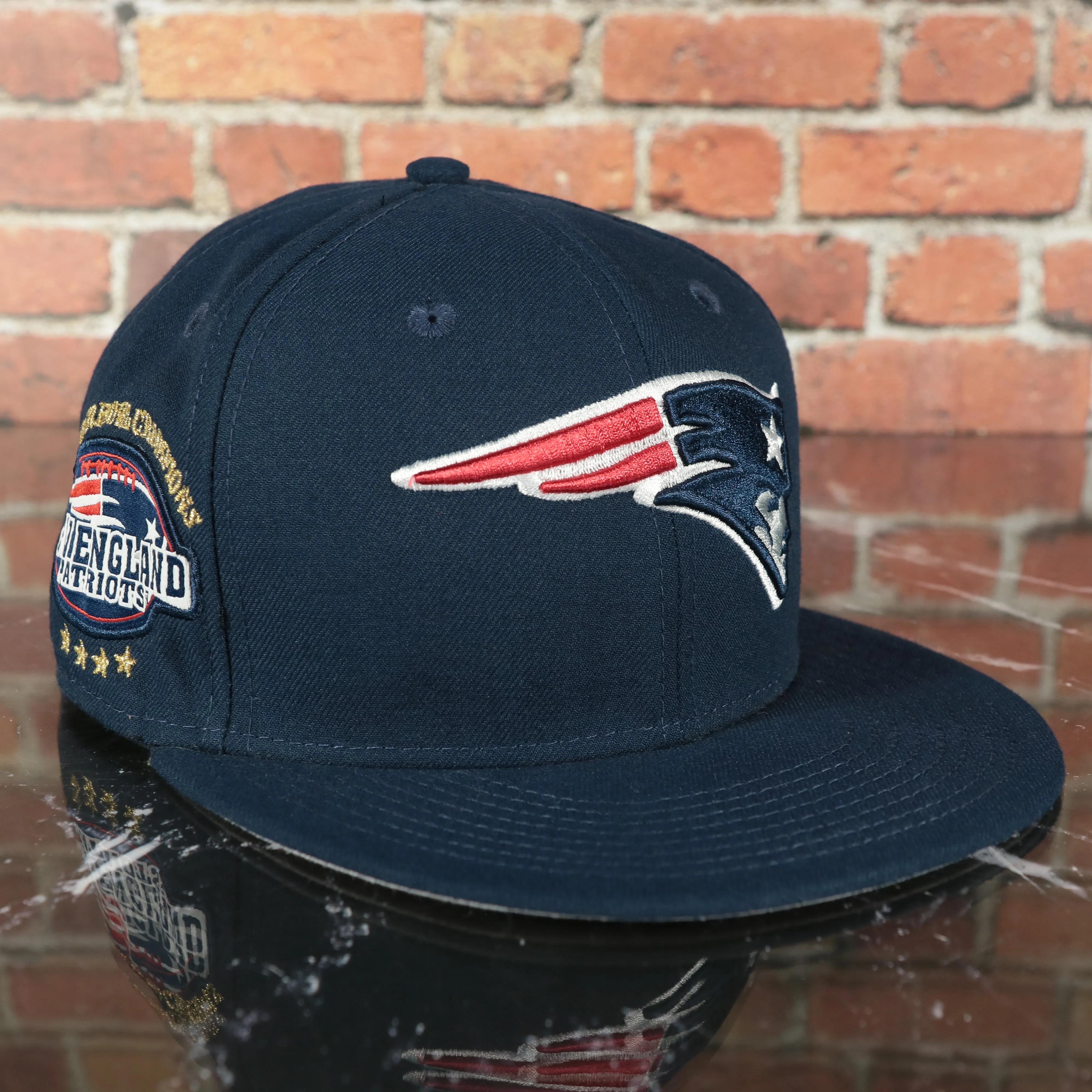 New England Patriots Tribute Turn 4X Superbowl Champions Side Patch Grey Bottom | Navy 59Fifty Fitted Cap