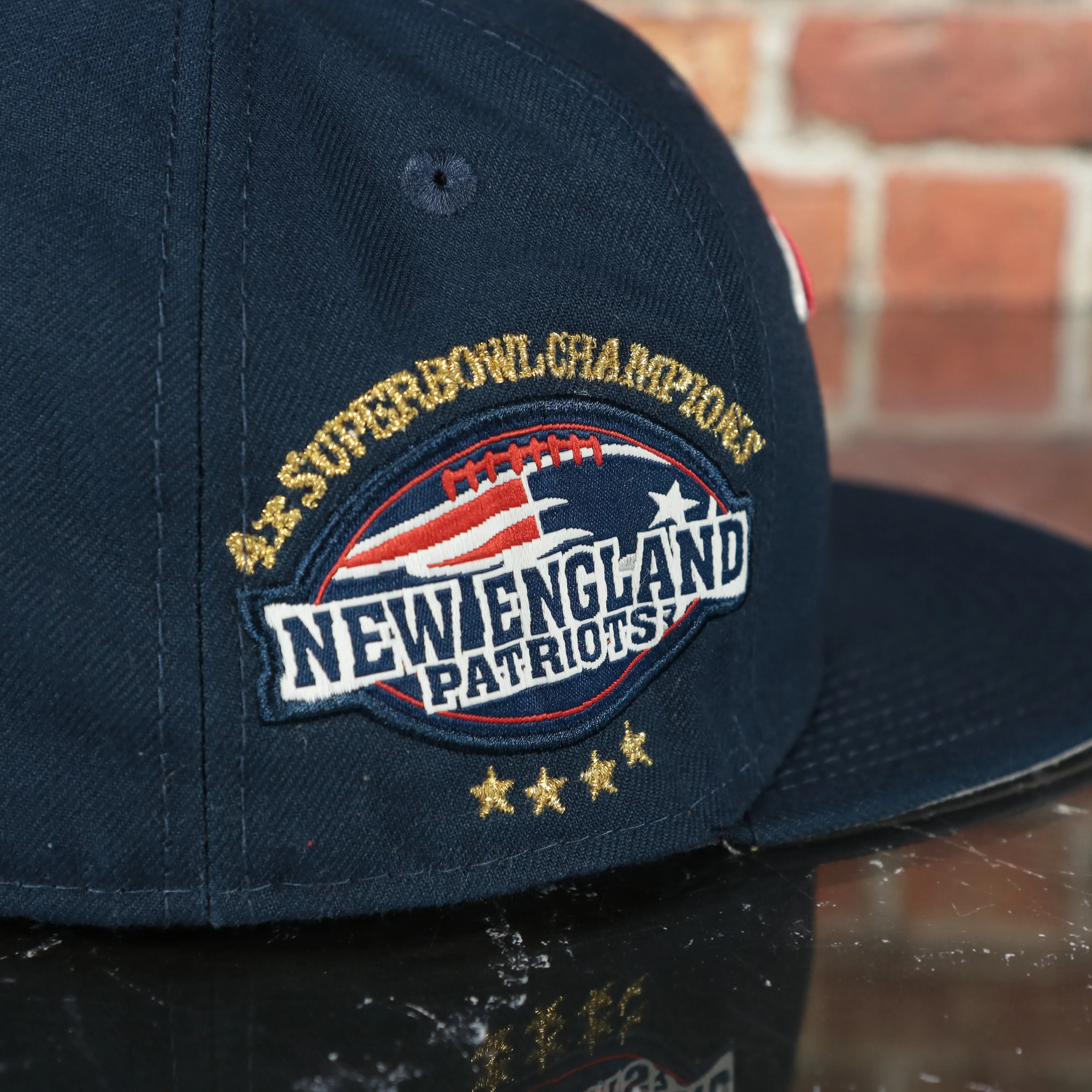 New England Patriots Tribute Turn 4X Superbowl Champions Side Patch Grey Bottom | Navy 59Fifty Fitted Cap