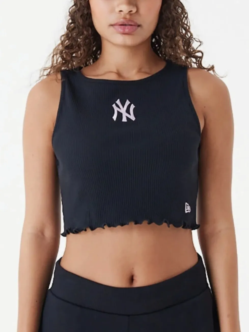 New Era  |Plain Cotton Logos on the Sleeves Logo Cropped Tops