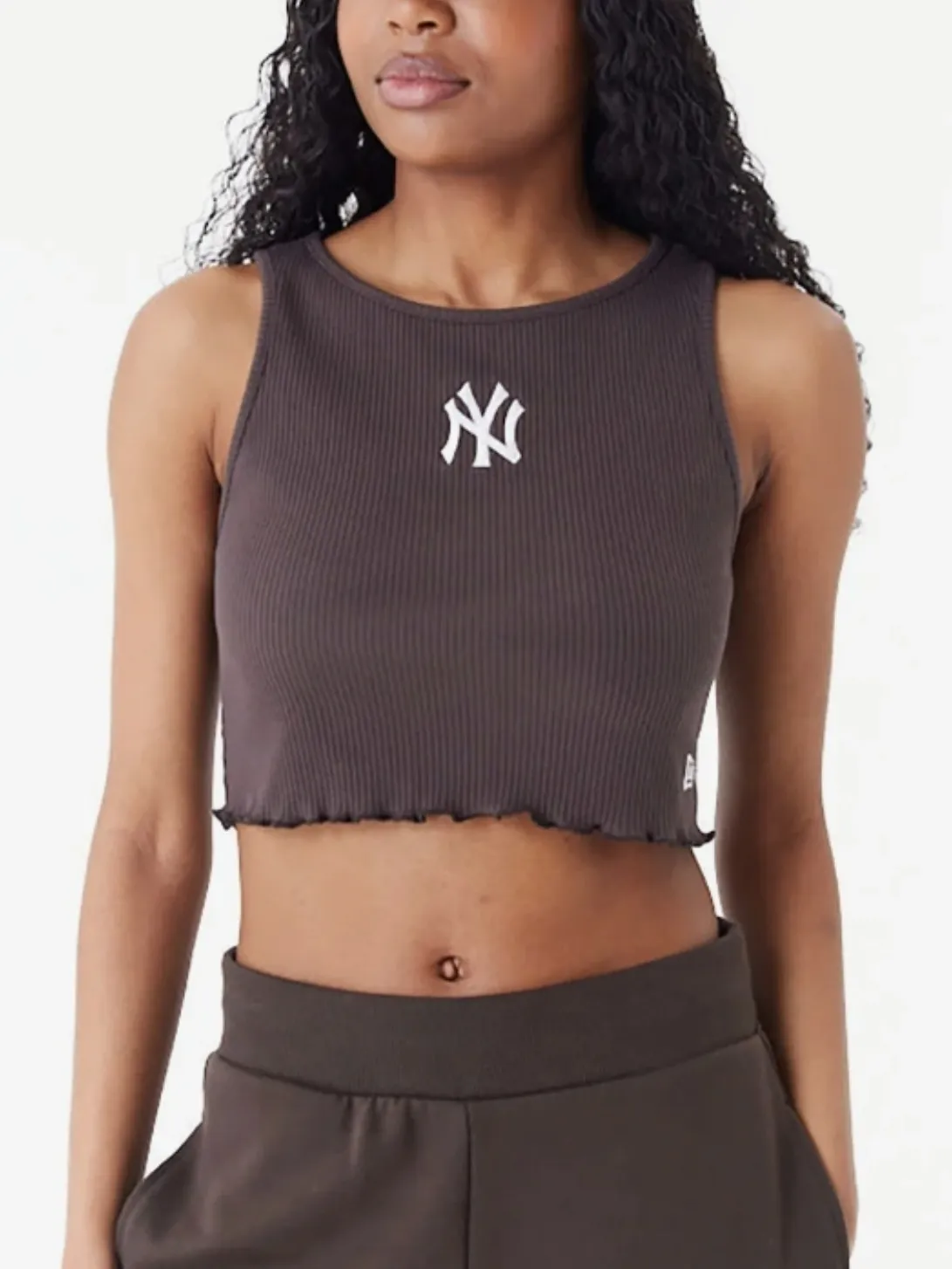 New Era  |Plain Cotton Logos on the Sleeves Logo Cropped Tops