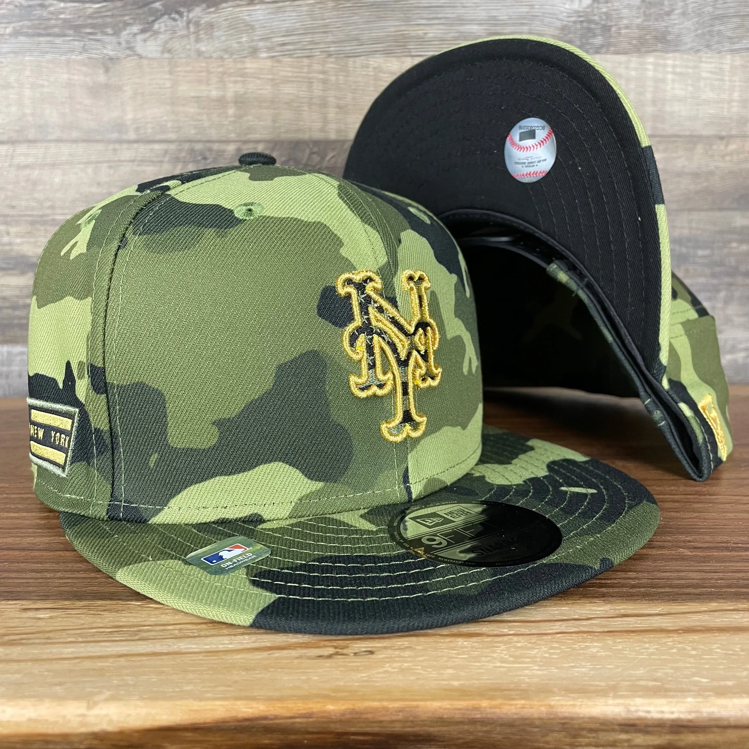 New York Mets 2022 Armed Forces Day / Memorial Day Side Patch 9Fifty Snapback Cap | Camo