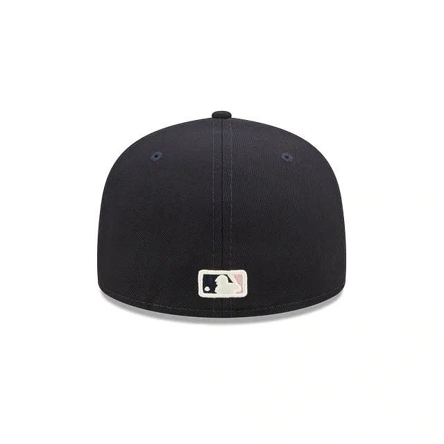 New York Yankees Pop Sweat Pastel World Series Side Patch Fitted Cap With Pink Undervisor | Navy Blue 59Fifty Cap