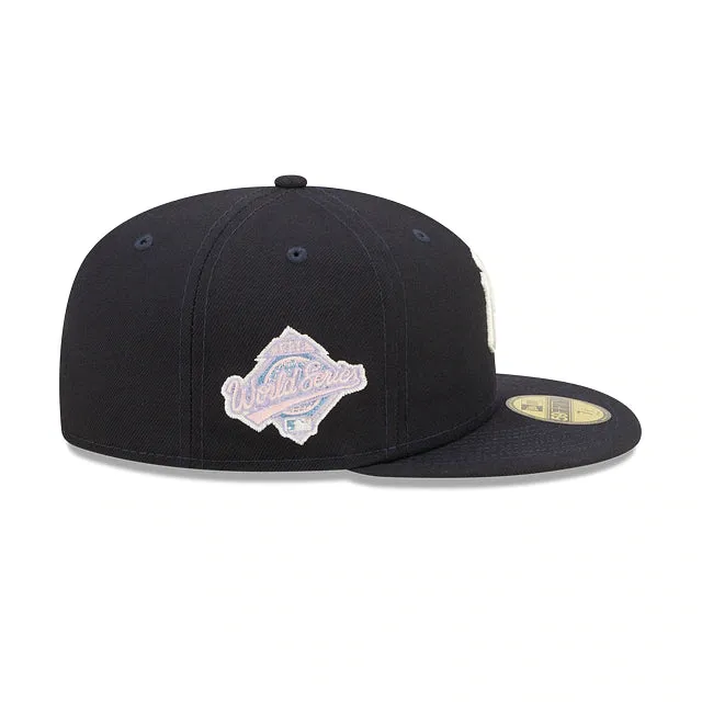 New York Yankees Pop Sweat Pastel World Series Side Patch Fitted Cap With Pink Undervisor | Navy Blue 59Fifty Cap