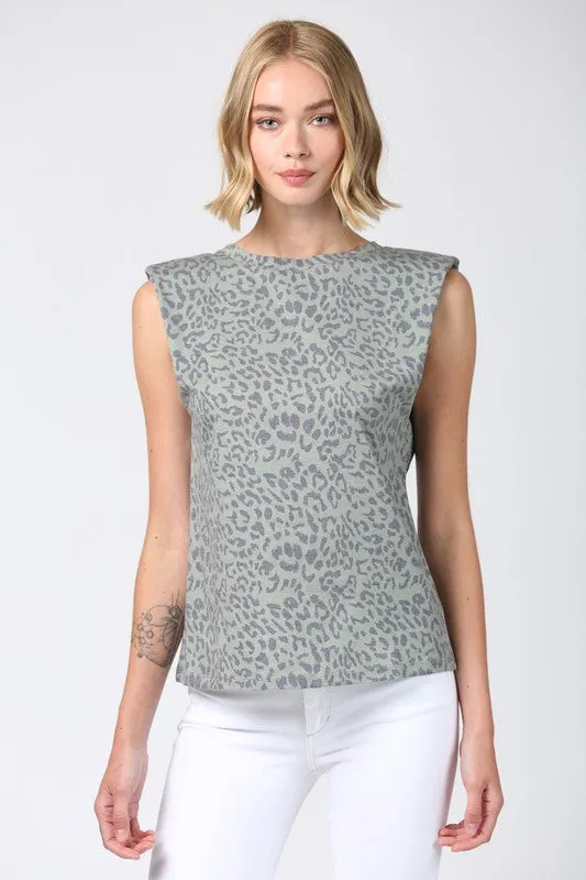 Olive Leopard Shoulder Pad Tee