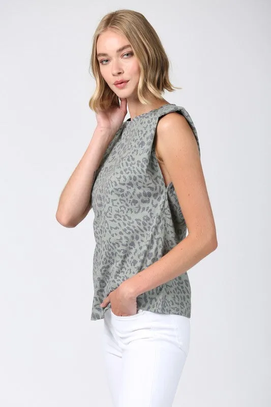 Olive Leopard Shoulder Pad Tee