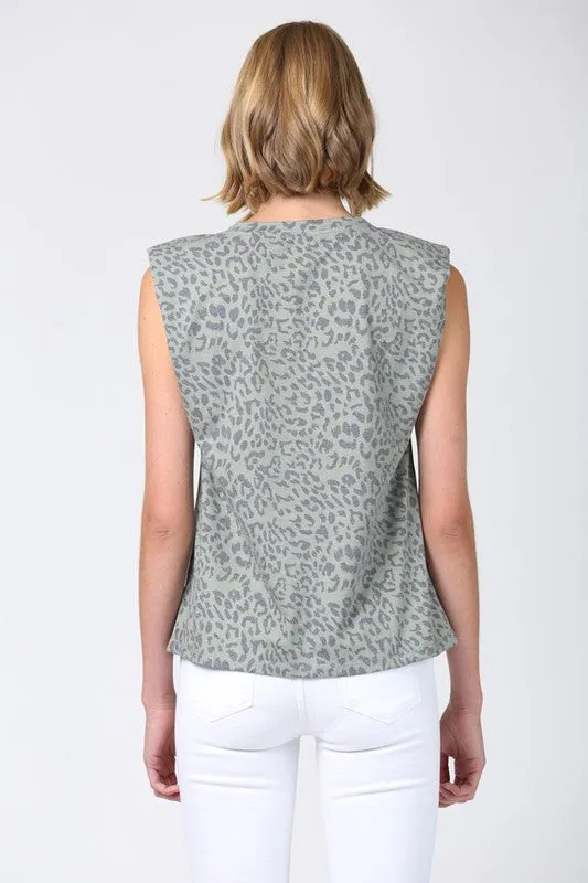 Olive Leopard Shoulder Pad Tee