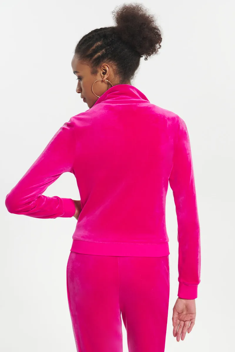 Ombre Bling Cropped Velour Track Jacket