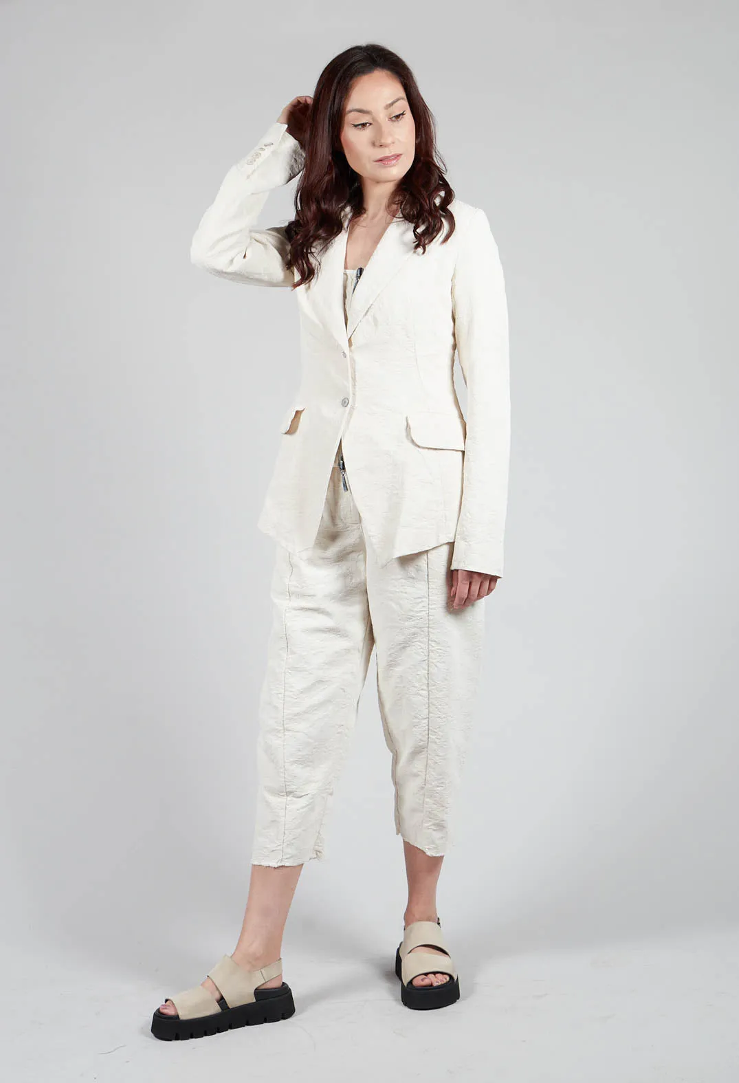 Padded Pattern Blazer in Cream