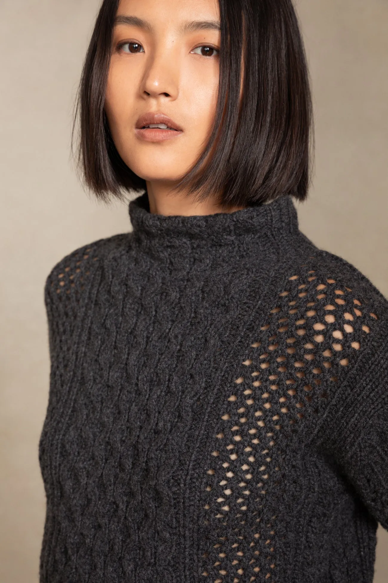 PAISLEY MOCK NECK CASHMERE SWEATER