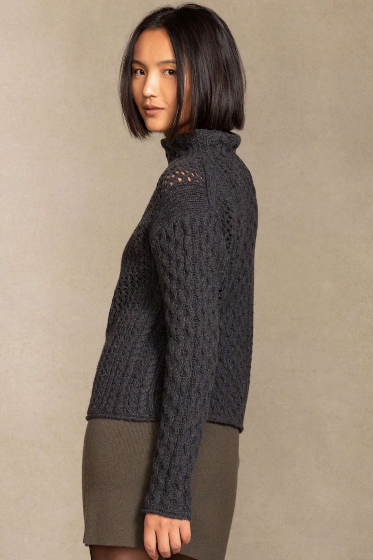 PAISLEY MOCK NECK CASHMERE SWEATER