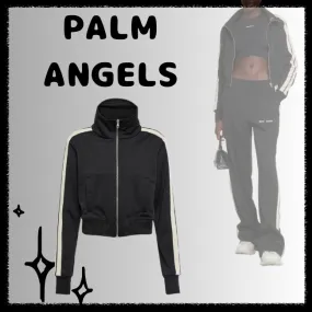 Palm Angels  |Stripes Street Style Long Sleeves Plain Logo Cropped Tops