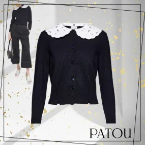 PATOU  |Casual Style Wool Blended Fabrics Long Sleeves Plain