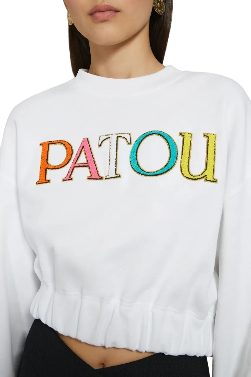 PATOU  |Crew Neck Street Style Long Sleeves Plain Cotton Logo