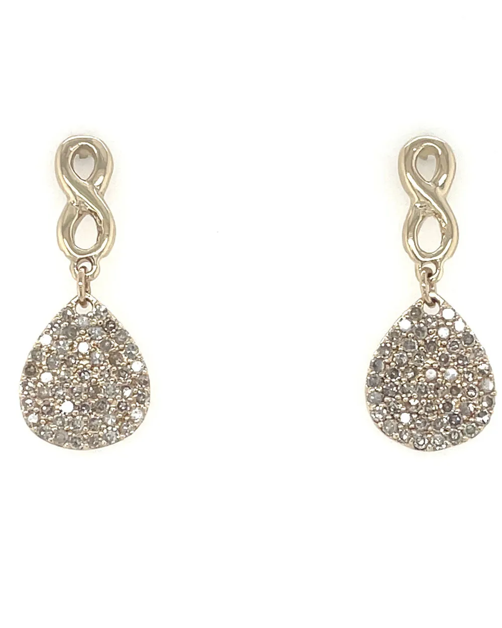 Pave Diamond Teardrop Infinity Post Earrings