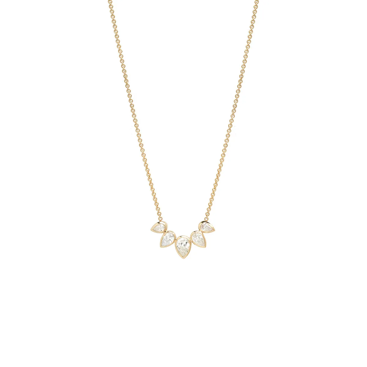 Pear Cut Diamond Fan Necklace