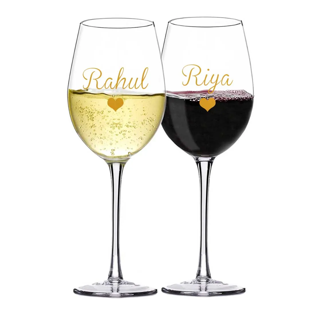 Personalized Wine Glasses Gift Set Of 2 Anniversary Gifts for Couples - Add Name