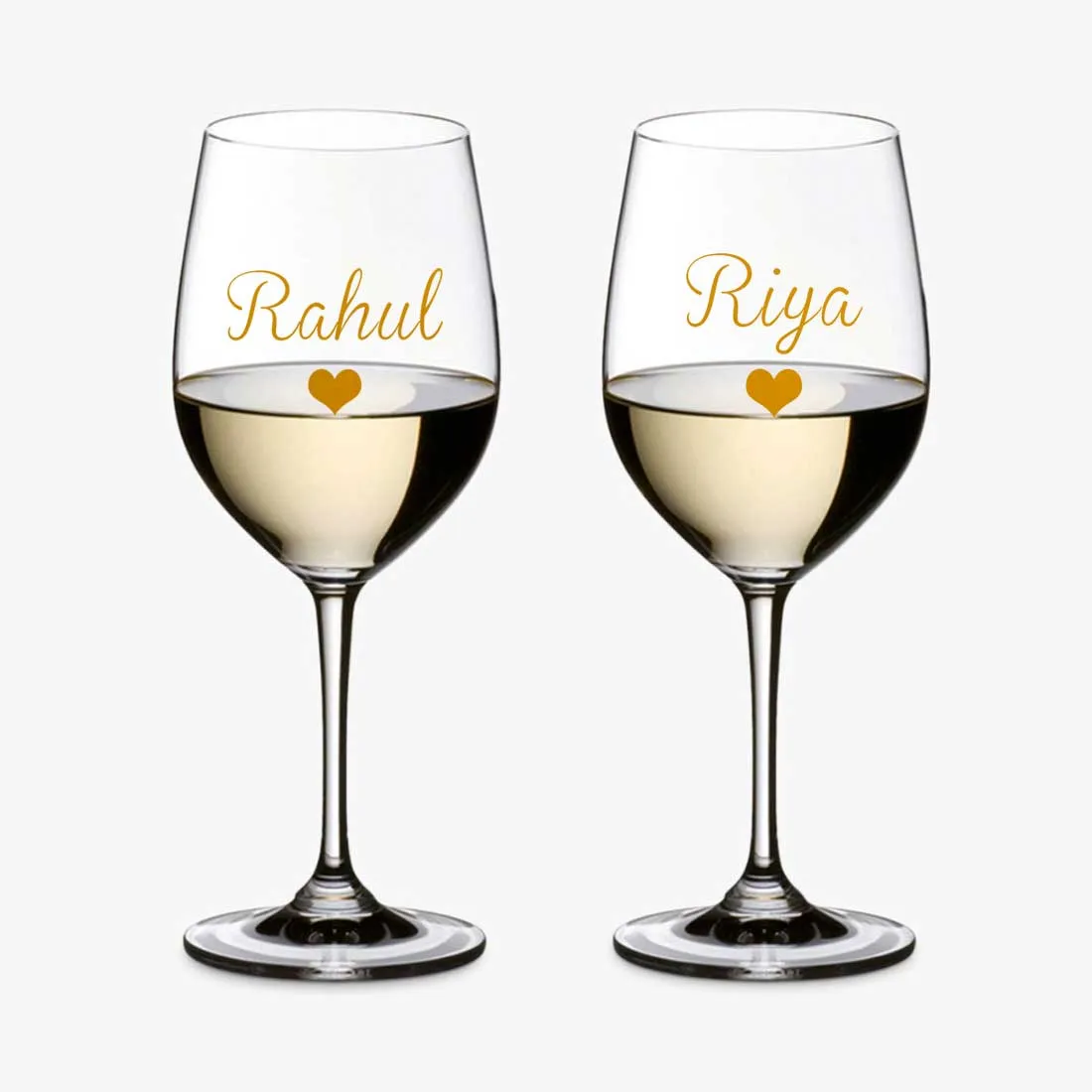 Personalized Wine Glasses Gift Set Of 2 Anniversary Gifts for Couples - Add Name