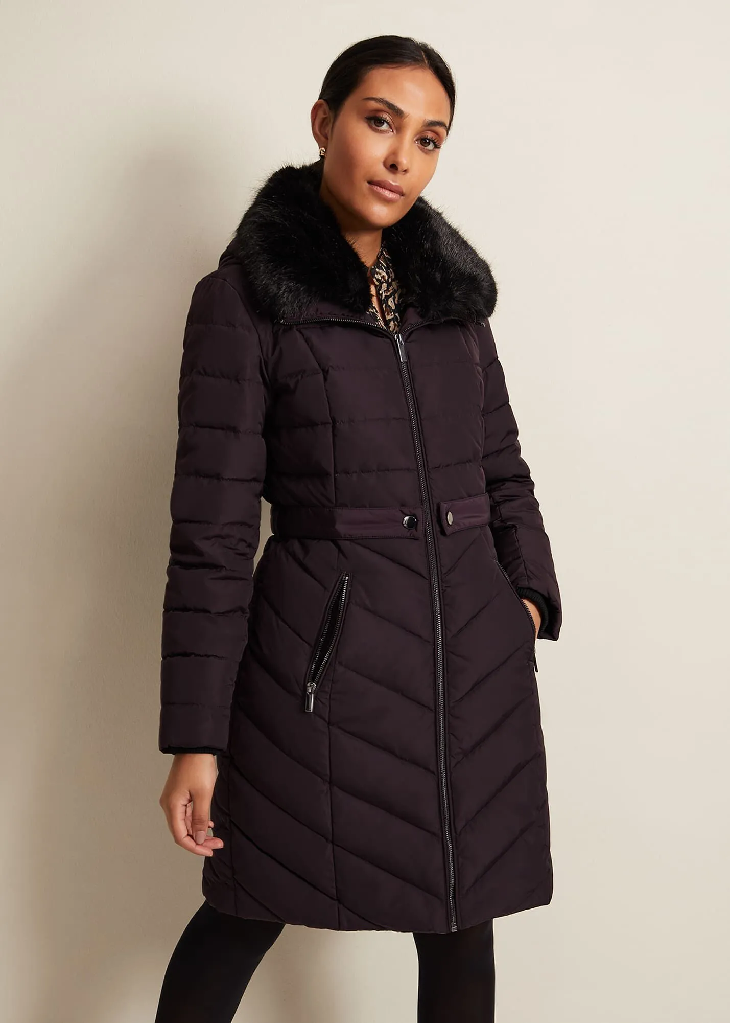 Petite Bobbie Burgundy Puffer Coat