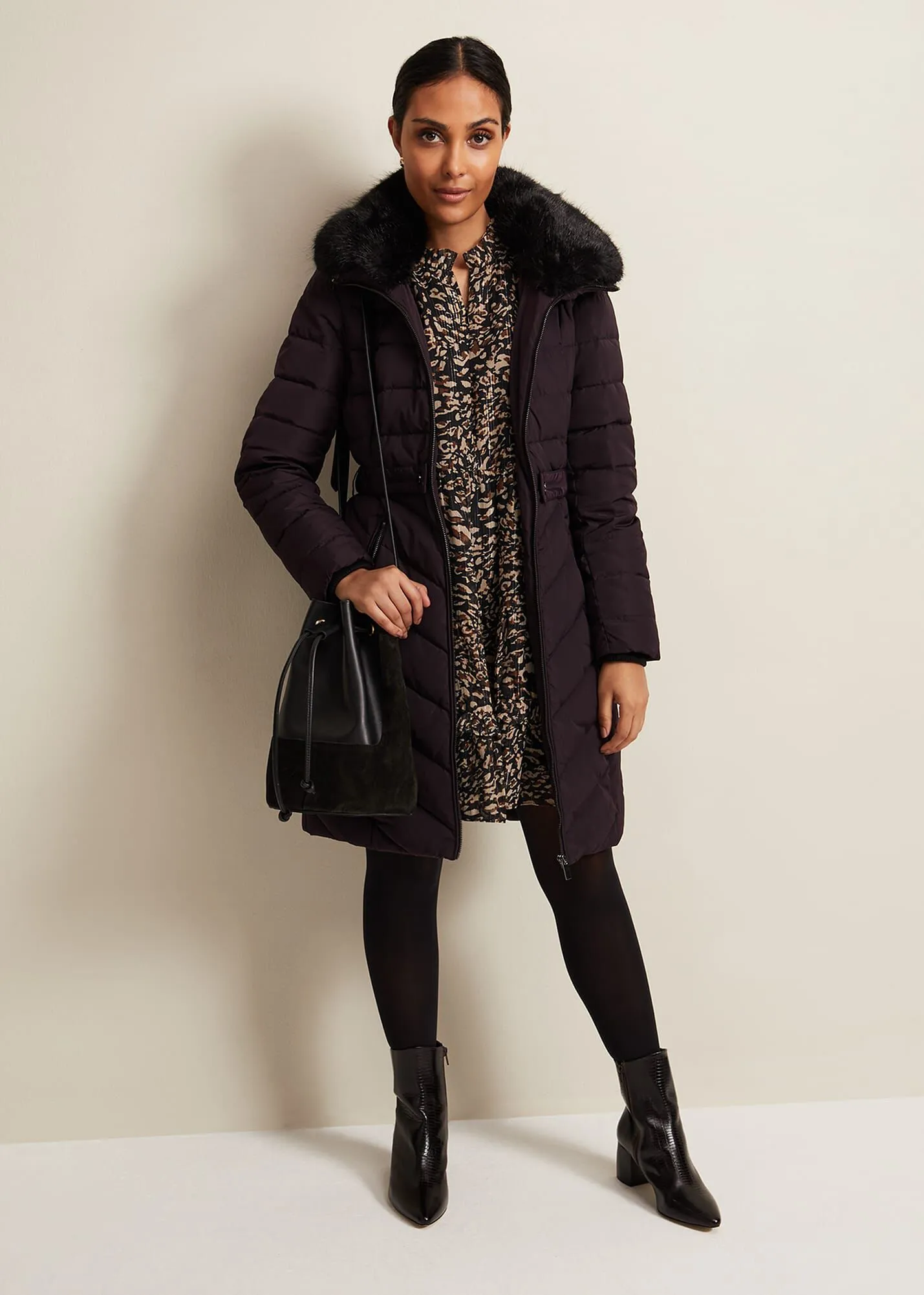 Petite Bobbie Burgundy Puffer Coat