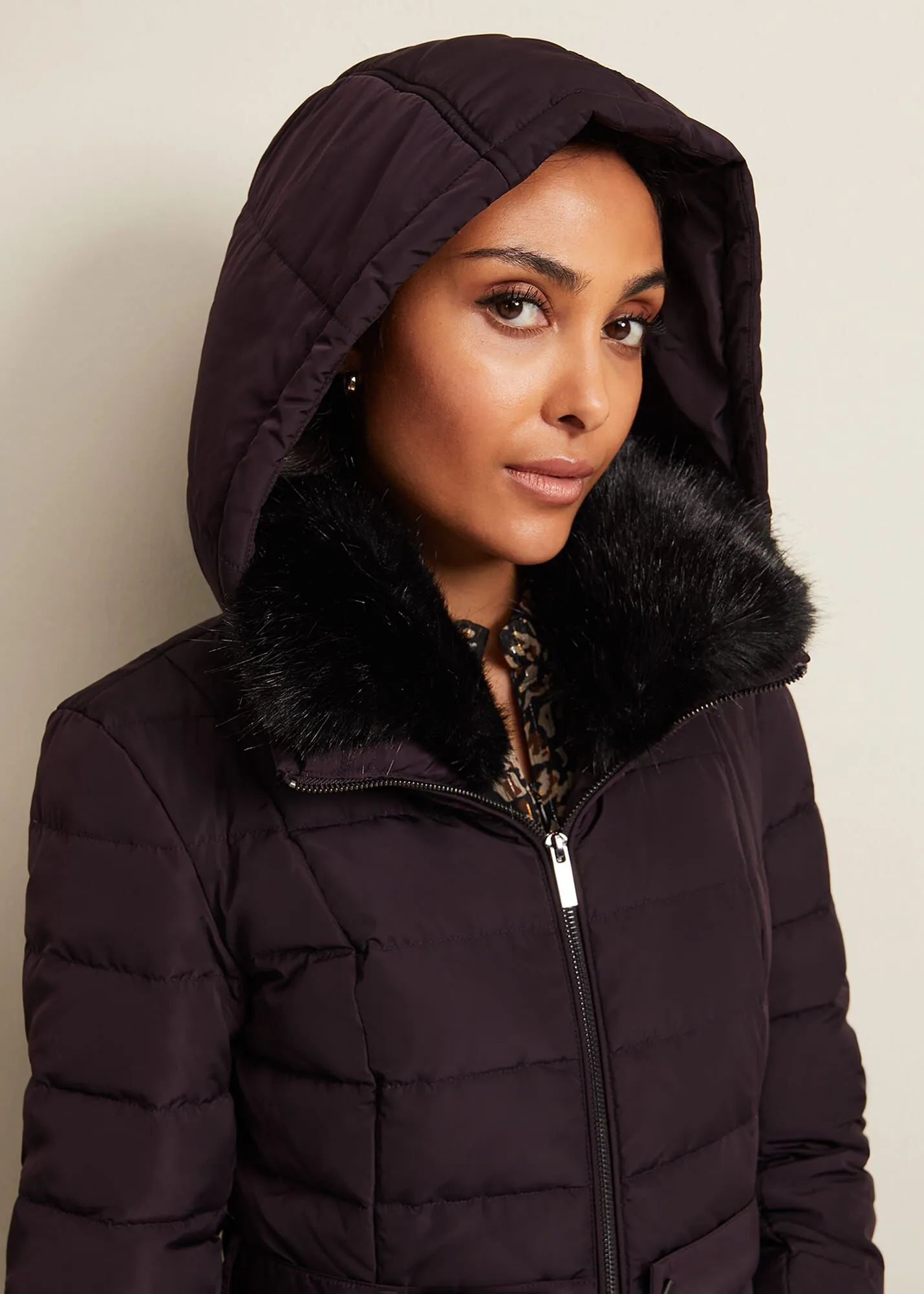 Petite Bobbie Burgundy Puffer Coat