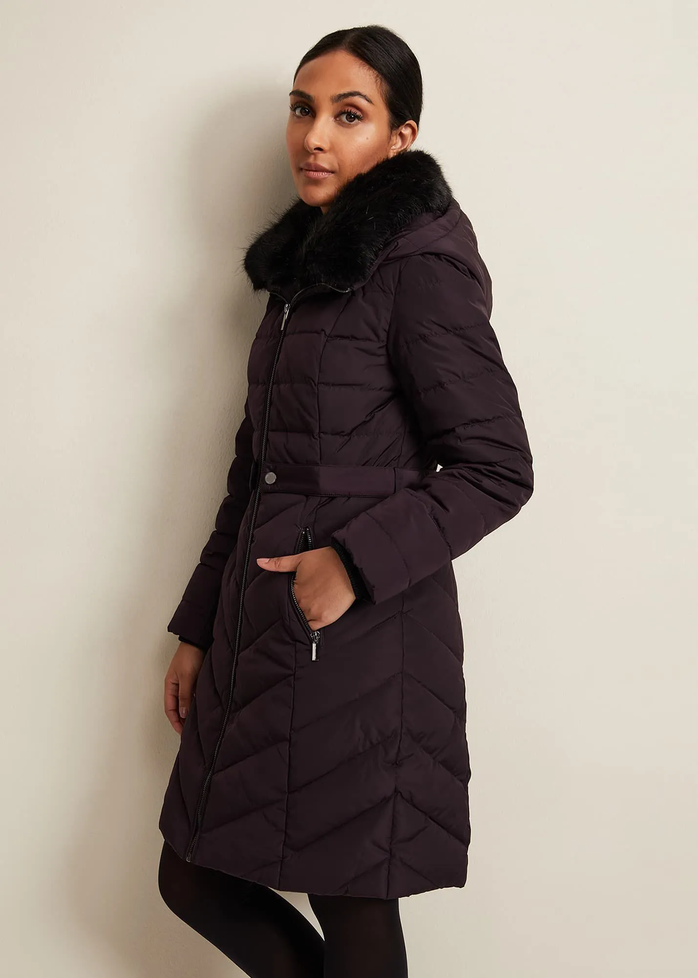 Petite Bobbie Burgundy Puffer Coat