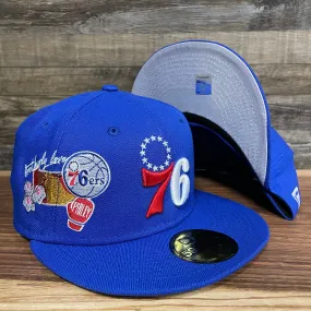 Philadelphia 76ers City Cluster Side Patch Gray Bottom Royal 59Fifty Fitted Cap