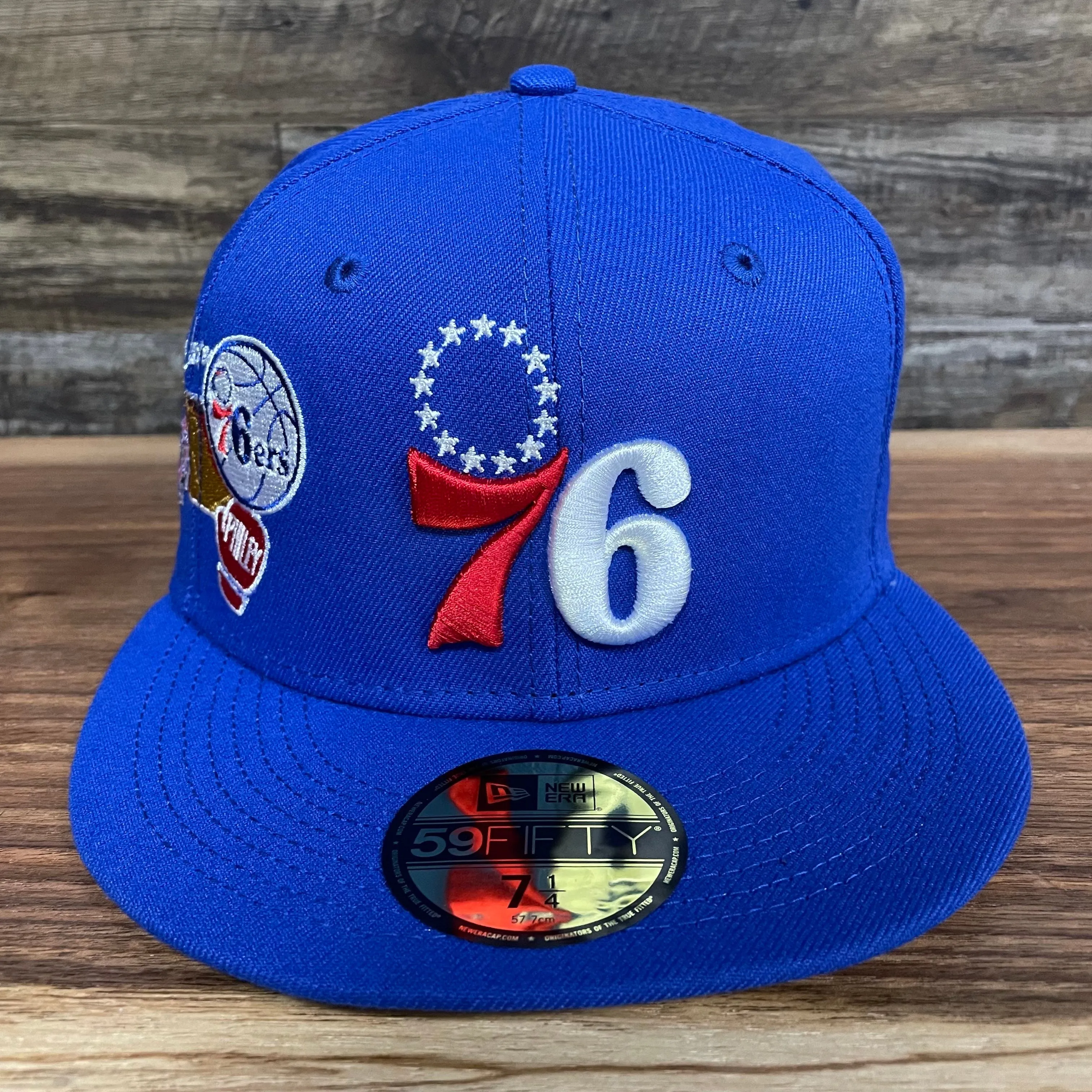 Philadelphia 76ers City Cluster Side Patch Gray Bottom Royal 59Fifty Fitted Cap