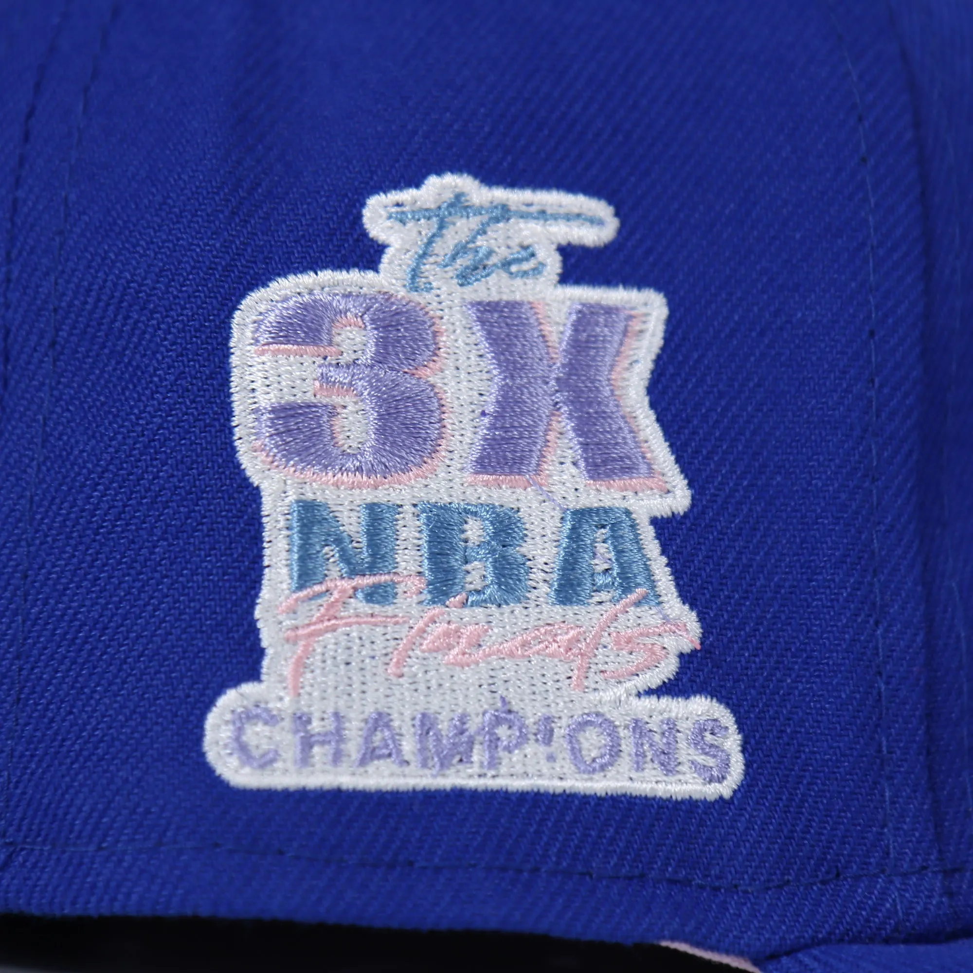 Philadelphia 76ers Pop Sweat Pastel NBA Finals Champions Side Patch Fitted Cap With Pink Undervisor | Royal Blue 59Fifty Cap