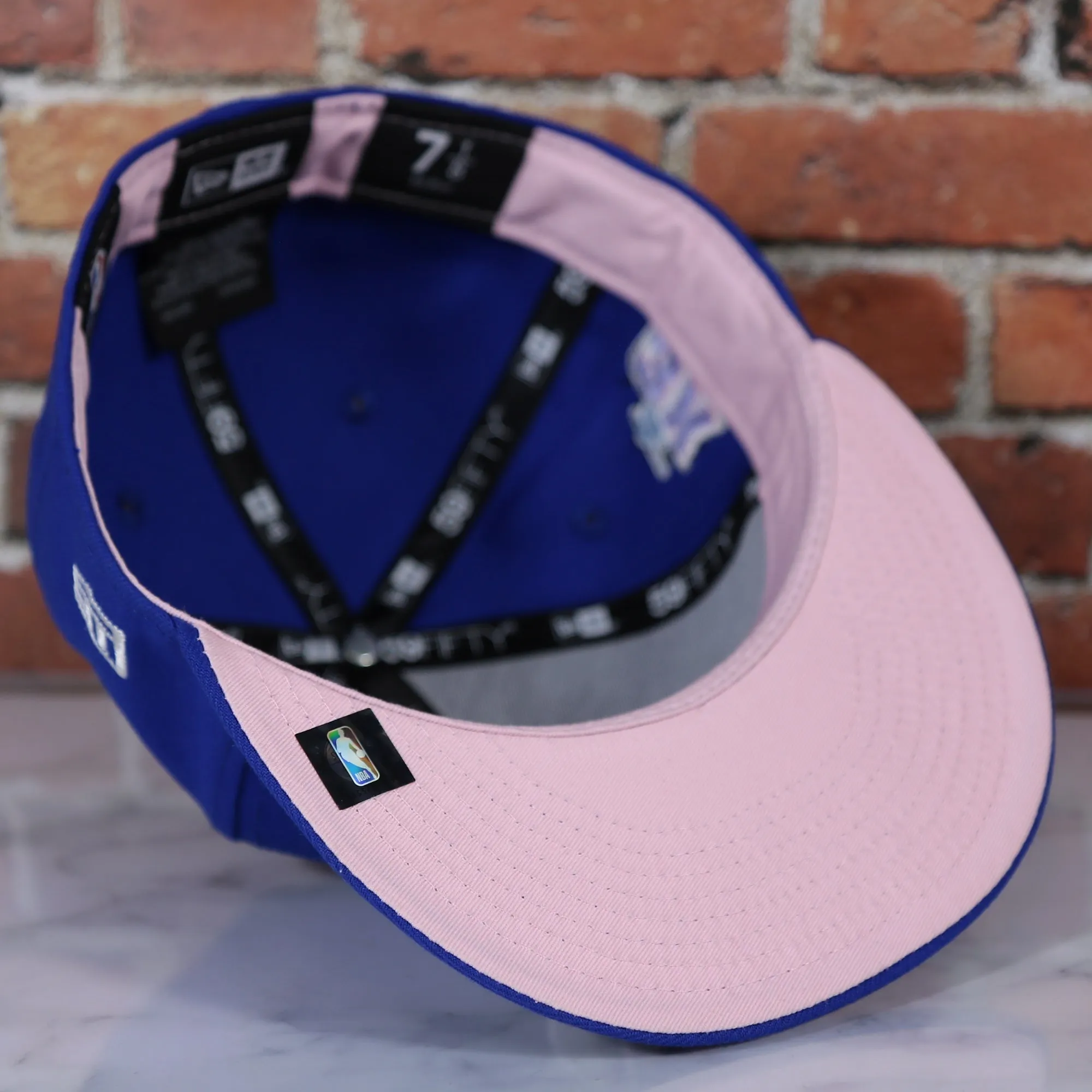 Philadelphia 76ers Pop Sweat Pastel NBA Finals Champions Side Patch Fitted Cap With Pink Undervisor | Royal Blue 59Fifty Cap