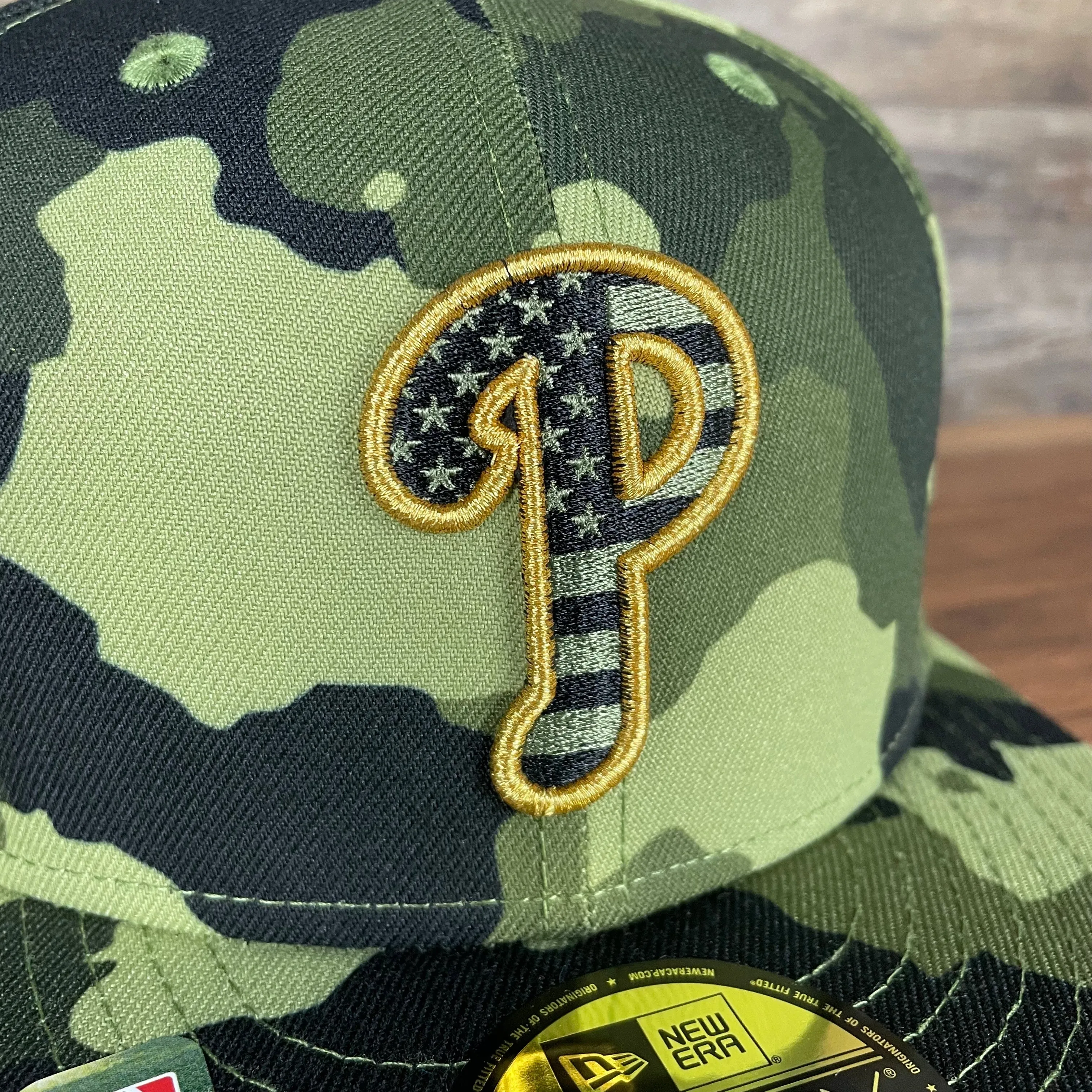 Philadelphia Phillies 2022 Armed Forces Day / Memorial Day Side Patch 59Fifty Fitted Cap | Camo