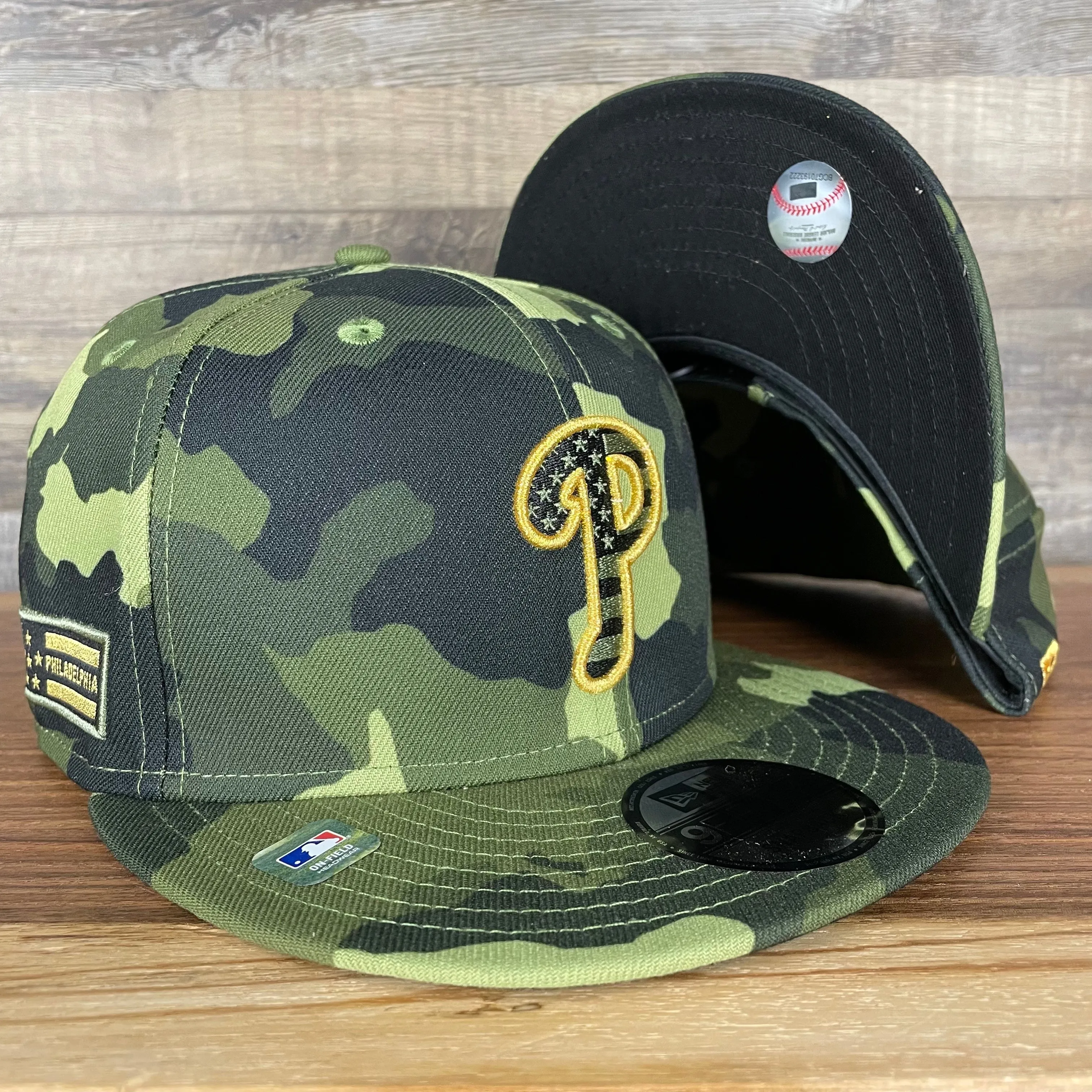 Philadelphia Phillies 2022 Armed Forces Day / Memorial Day Side Patch 9Fifty Snapback | Camo