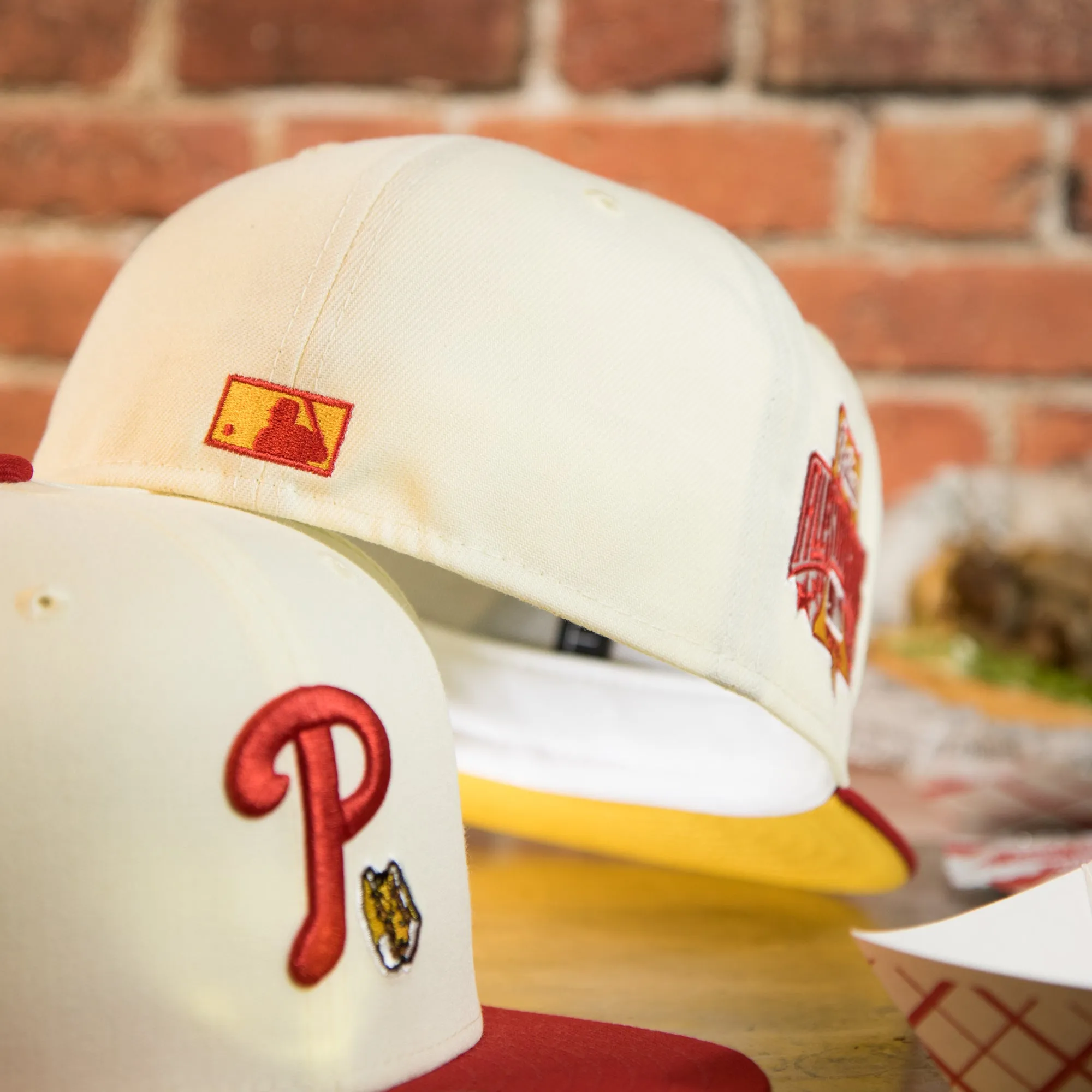 Philadelphia Phillies Cooperstown 1996 All Star Side Patch Yellow UV 59Fifty Fitted Cap | Chrome/Red | CheeseSteak Pack Cap Swag