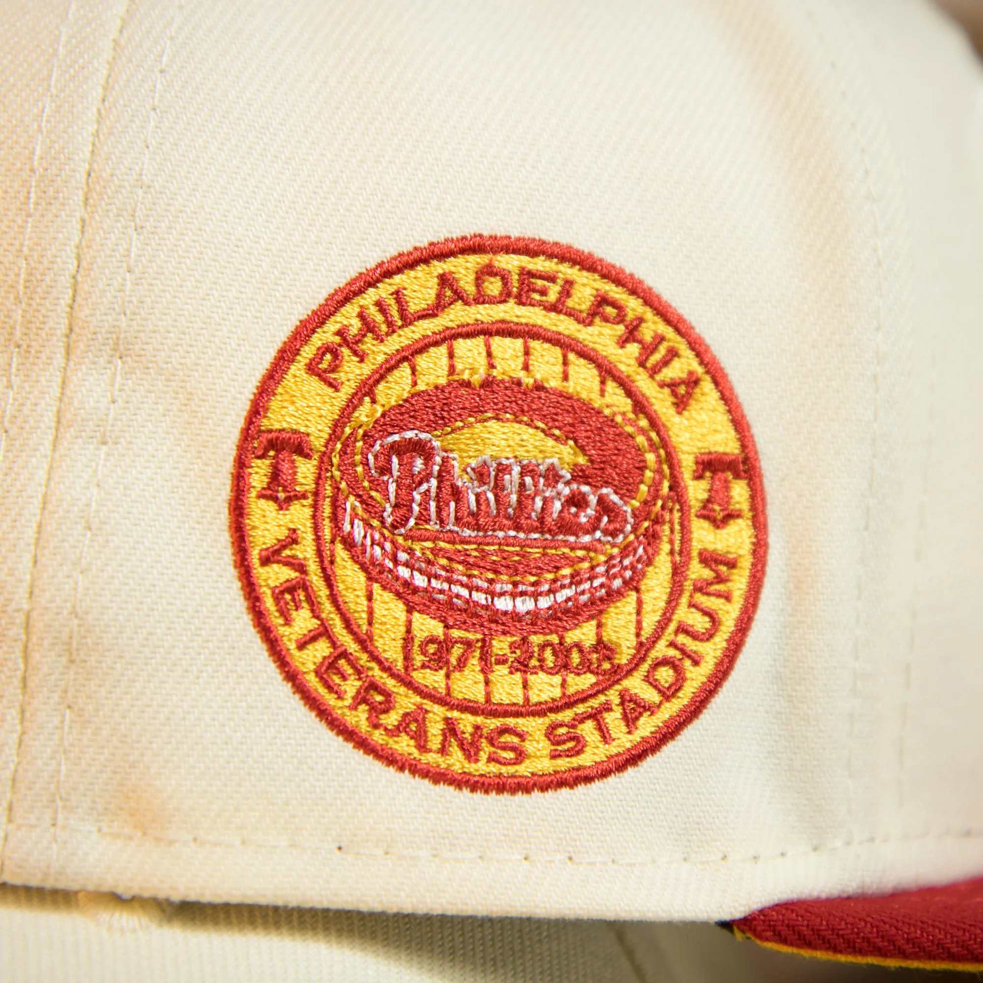 Philadelphia Phillies Cooperstown Veterans Stadium Side Patch Side Patch Yellow UV 9Fifty Snapback Cap | Chrome/Red | CheeseStea