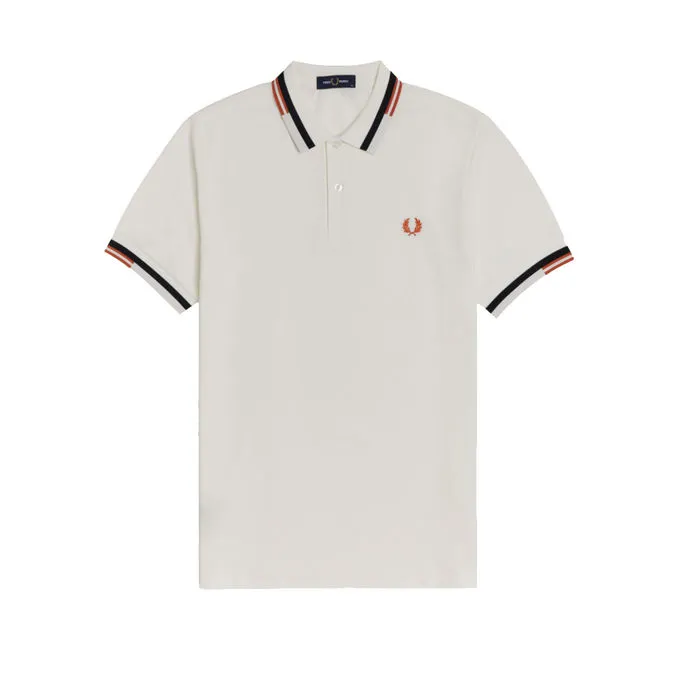 PIQUET POLO WITH ABSTRACT STRIPE Man Now White