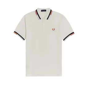 PIQUET POLO WITH ABSTRACT STRIPE Man Now White