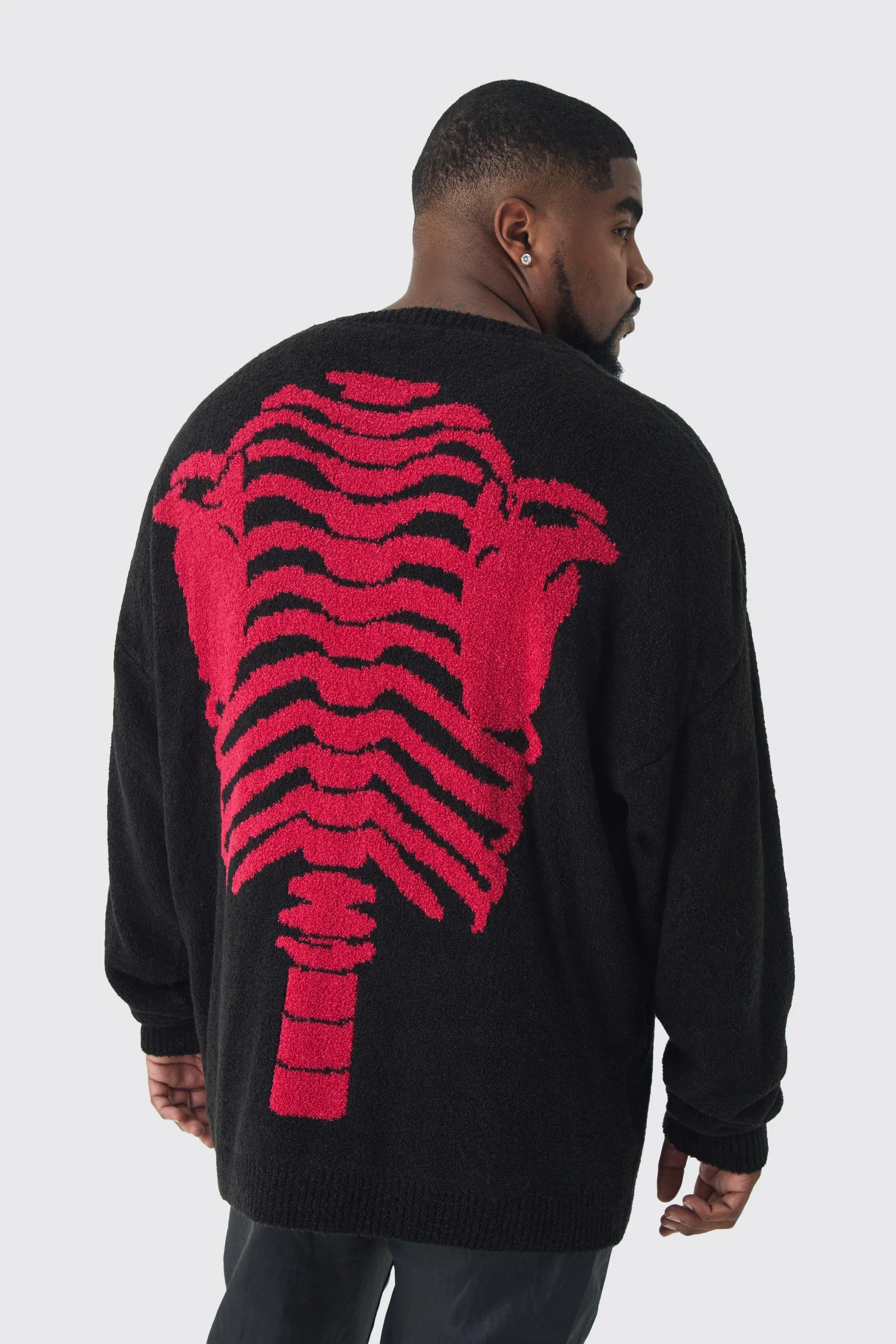 Plus Boucle Knit Skeleton Sweater