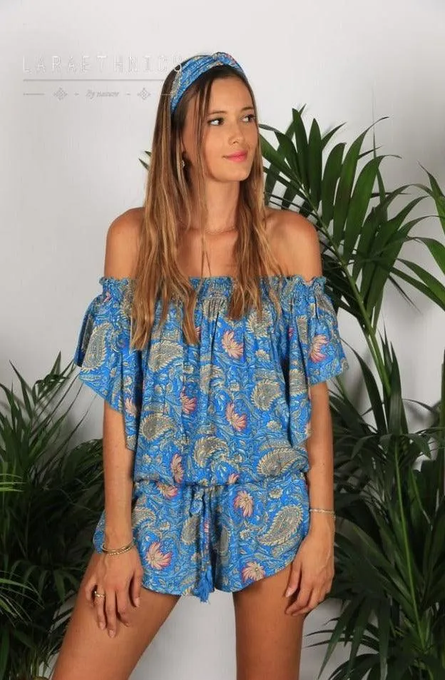 Print Playsuit Pina in Pulcherie Blue