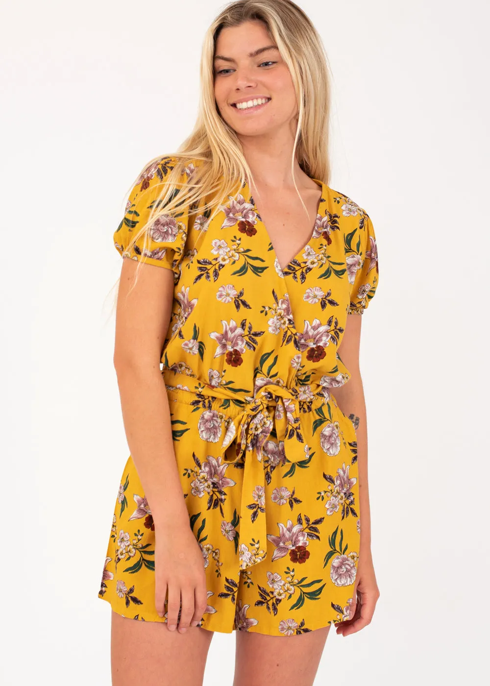 Prtleilani Tropical Playsuit in Tumeric Yellow