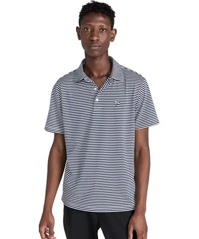 Quiet Golf Crest Striped Polo Navy XL