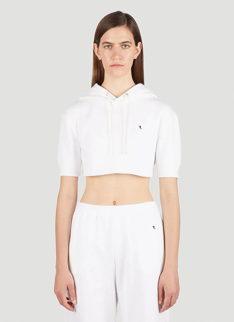 RAF SIMONS  |Street Style Plain Cotton Short Sleeves Logo Cropped Tops