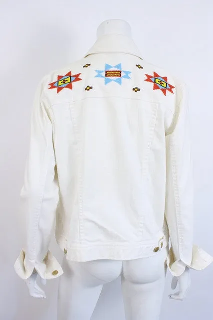 RALPH LAUREN White Denim Beaded Jacket