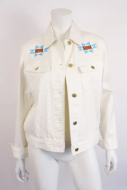 RALPH LAUREN White Denim Beaded Jacket