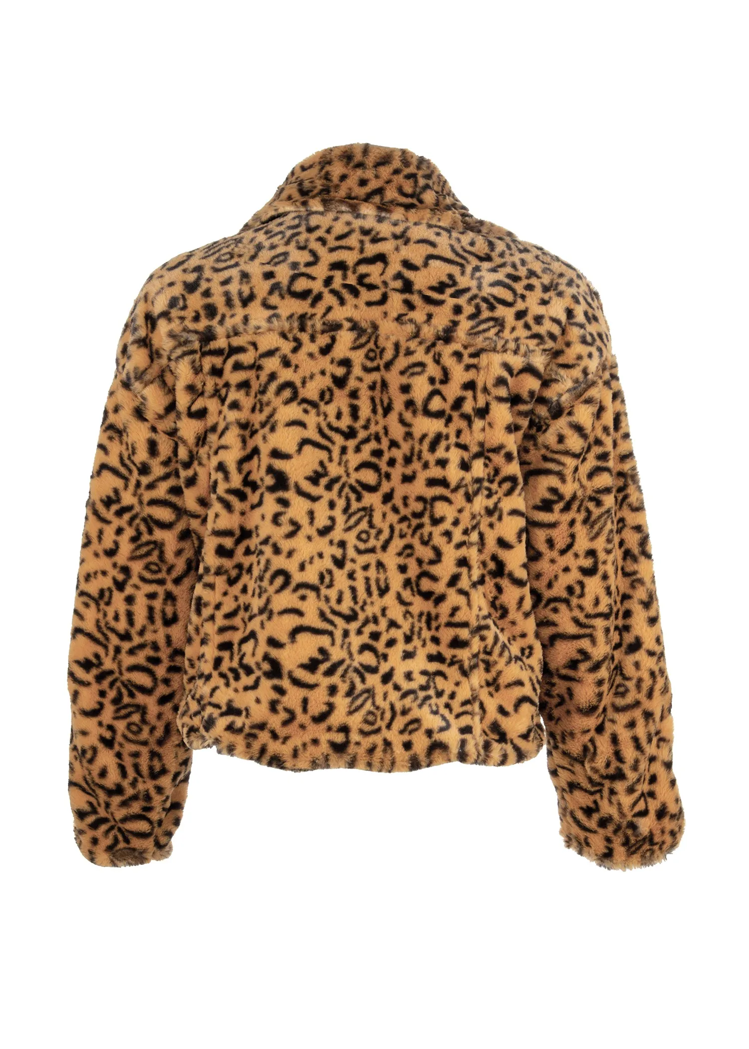 Rapture Yellow Leopard Print Faux Fur Coat Jacket