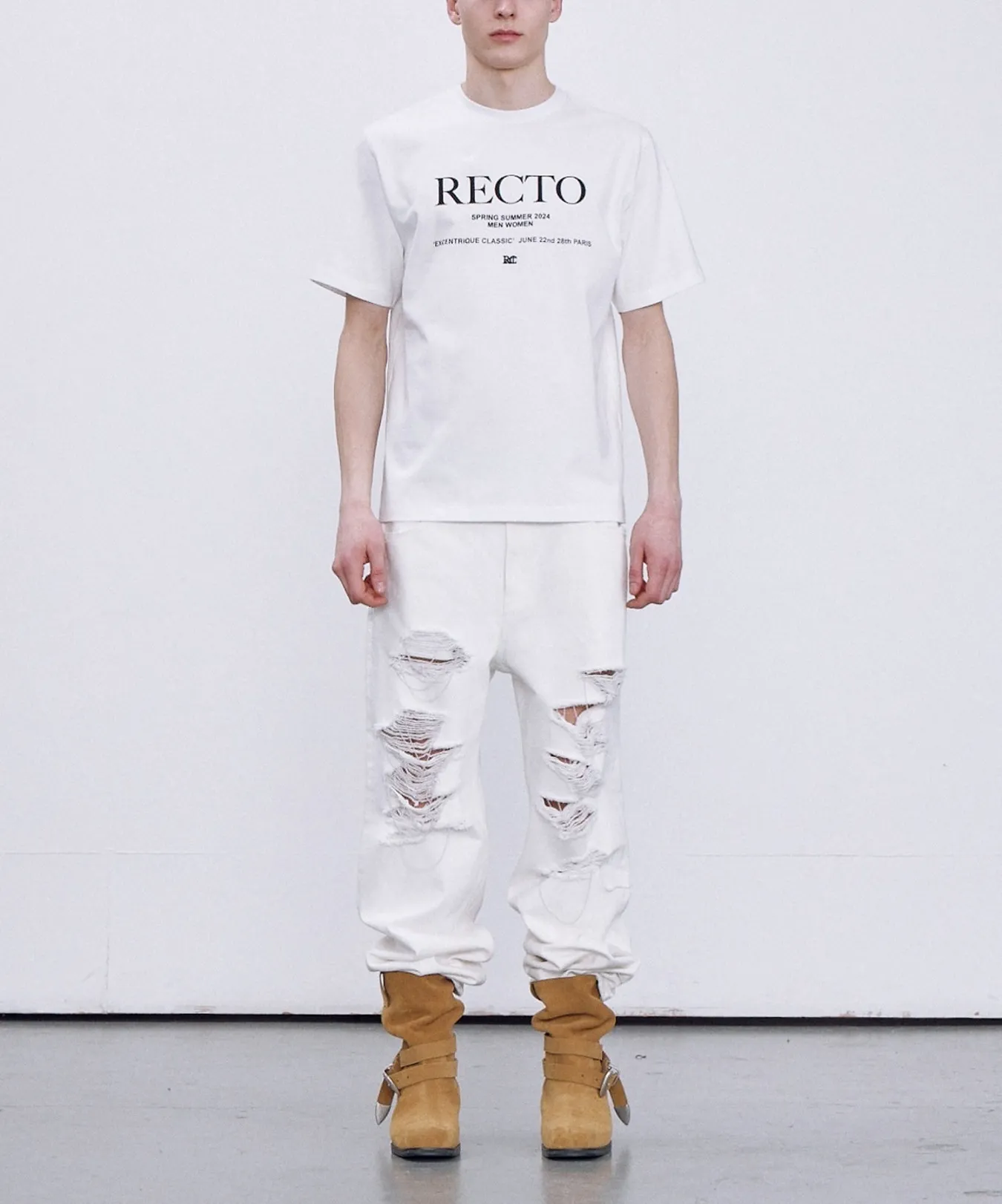 RECTO  |Unisex Street Style Plain Cotton Logo T-Shirts