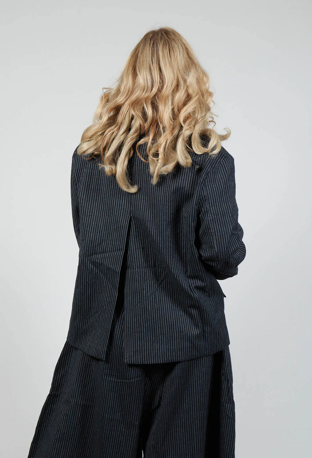 Relaxed Pinstripe Blazer in Black